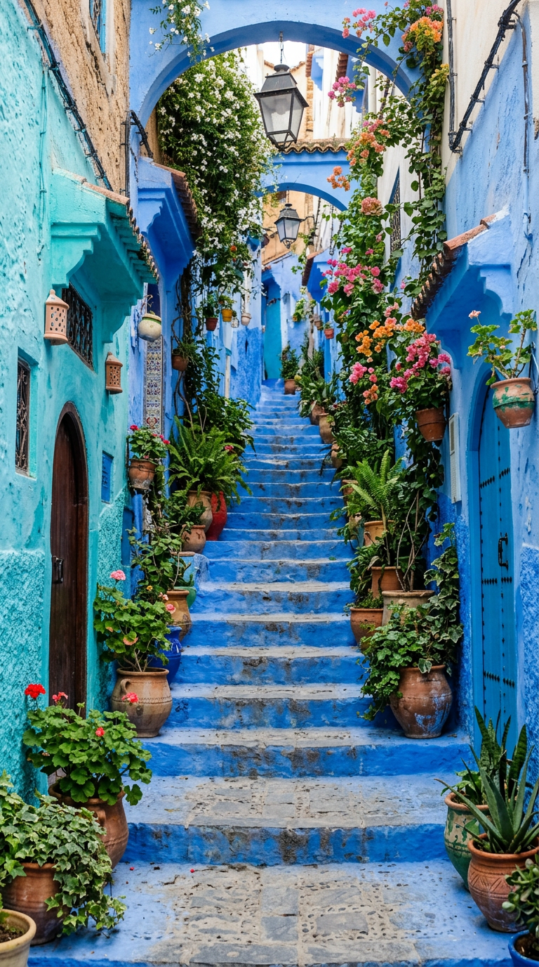 Blue painted alley in Chefchaouen